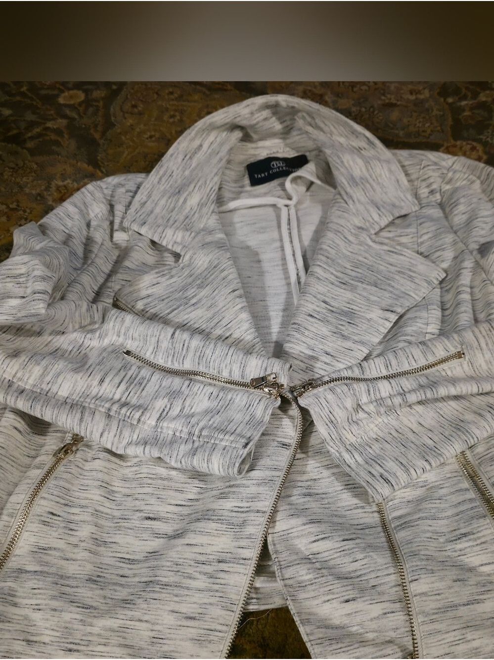 4/$67 Deal! Tart Collection Heathered Light Gray Zip Moto Jacket